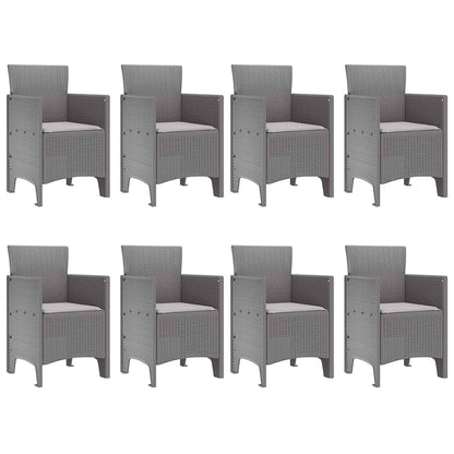 vidaXL Garden Dining Set 9 pcs Light Grey Polypropylene 5