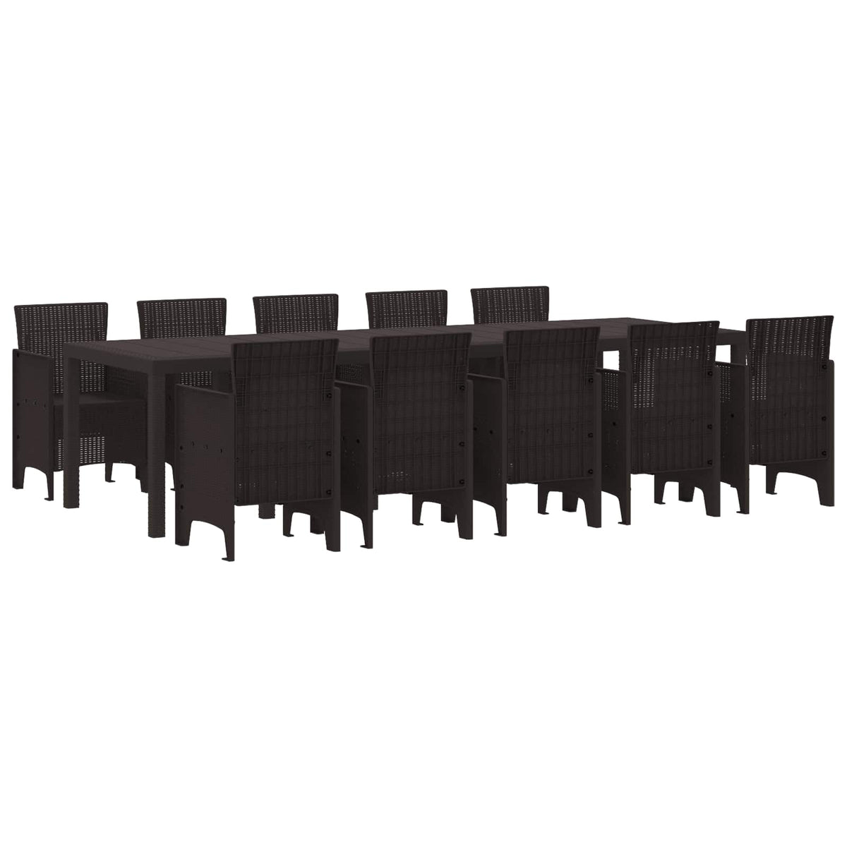 vidaXL Garden Dining Set 11 pcs Brown Rattan 1
