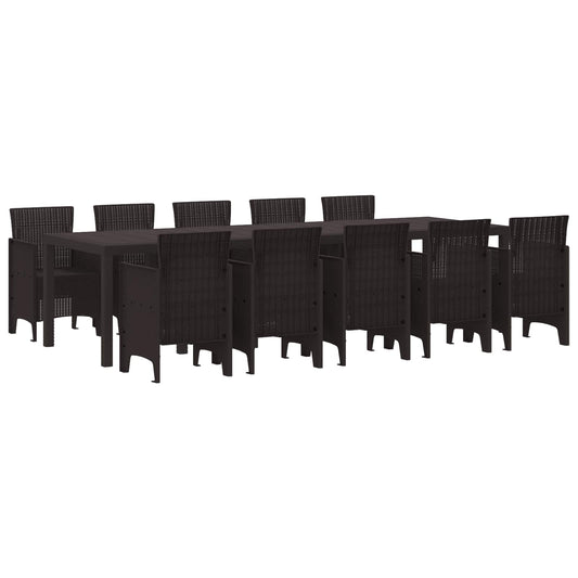 vidaXL Garden Dining Set 11 pcs Brown Rattan 1