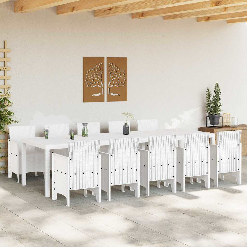 vidaXL Garden Dining Set 11 pcs White Rattan and Steel 3