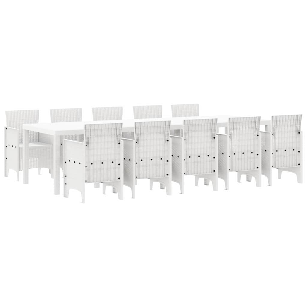 vidaXL Garden Dining Set 11 pcs White Rattan and Steel 2