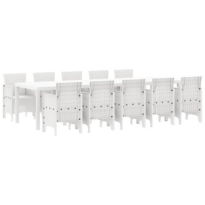 vidaXL Garden Dining Set 11 pcs White Rattan and Steel 2
