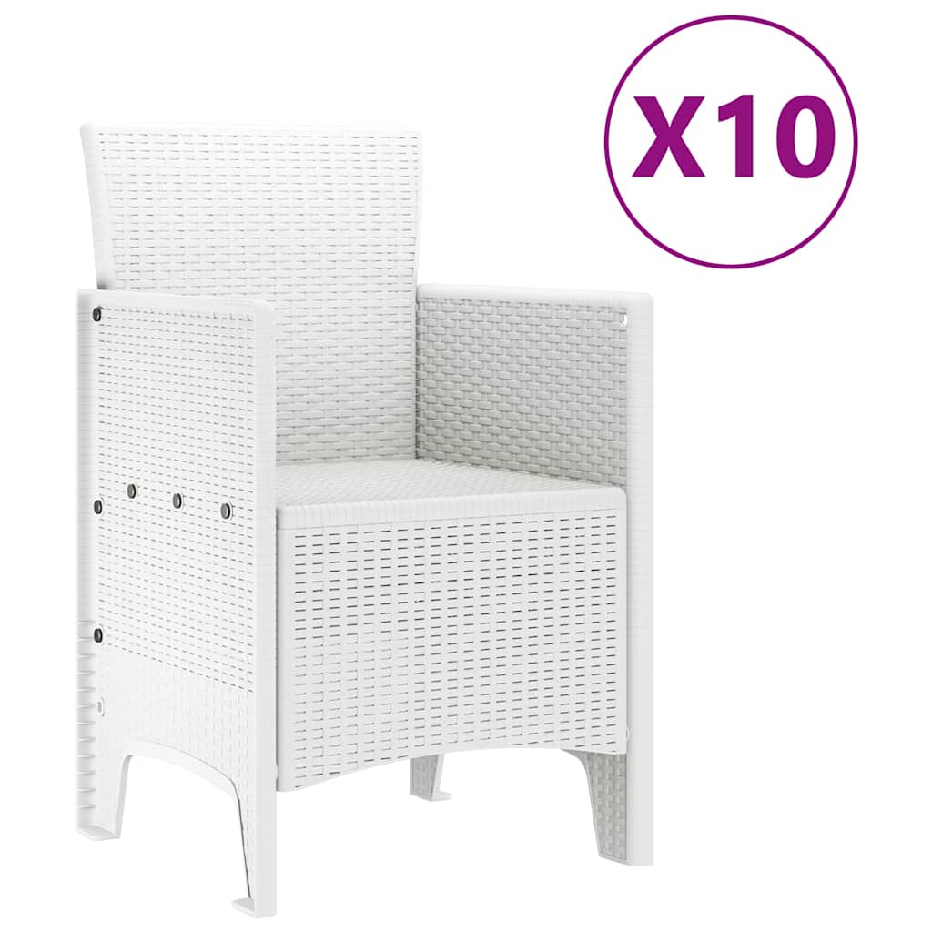 vidaXL Garden Dining Set 11 pcs White Rattan and Steel 5