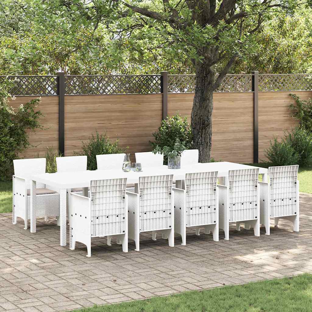 vidaXL Garden Dining Set 11 pcs White and Taupe Synthetic rattan 1
