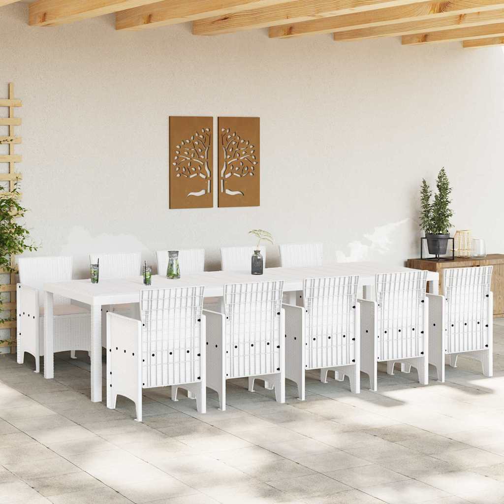 vidaXL Garden Dining Set 11 pcs White and Taupe Synthetic rattan 3