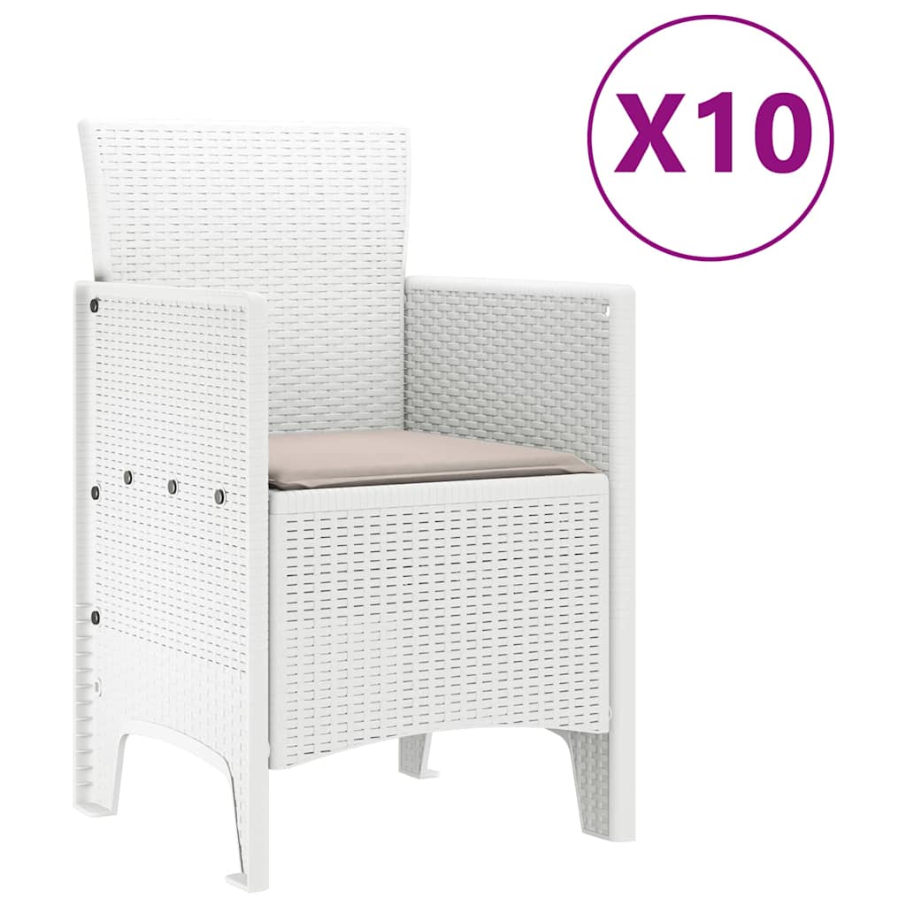 vidaXL Garden Dining Set 11 pcs White and Taupe Synthetic rattan 5