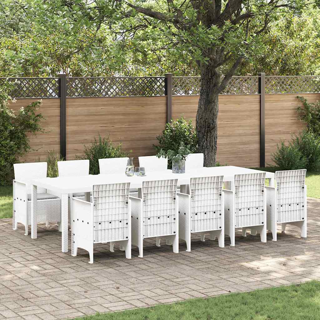 vidaXL Garden Dining Set 11 pcs White and Light grey 1