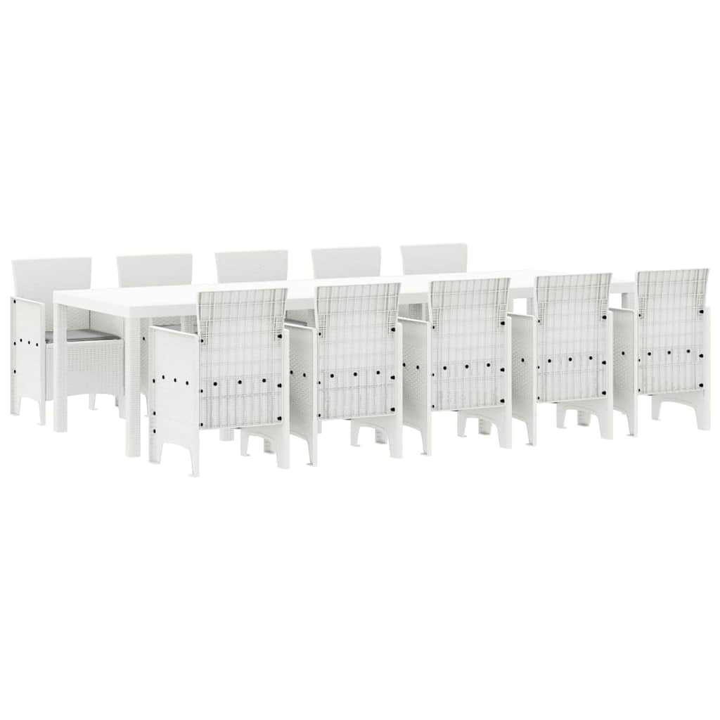 vidaXL Garden Dining Set 11 pcs White and Light grey 2