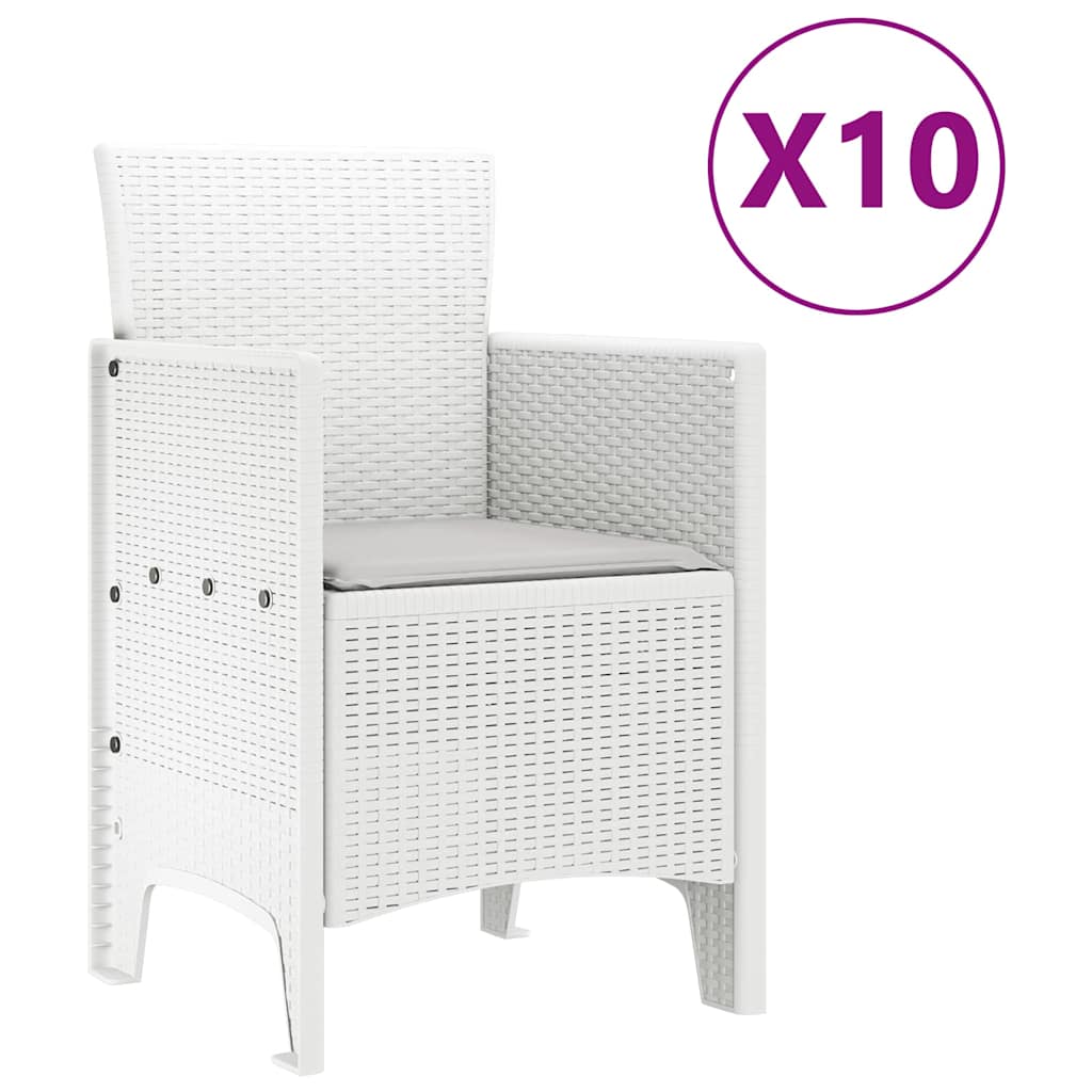 vidaXL Garden Dining Set 11 pcs White and Light grey 5