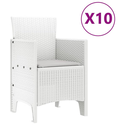 vidaXL Garden Dining Set 11 pcs White and Light grey 5