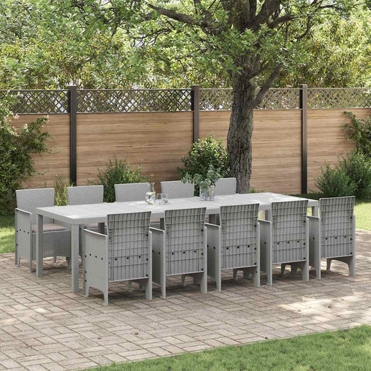 vidaXL Garden Dining Set 11 pcs Light grey Poly rattan 1