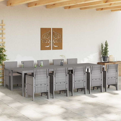 vidaXL Garden Dining Set 11 pcs Light grey Poly rattan 3