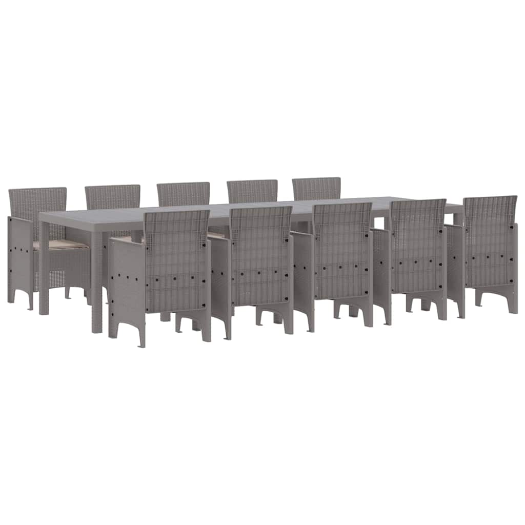 vidaXL Garden Dining Set 11 pcs Light grey Poly rattan 2