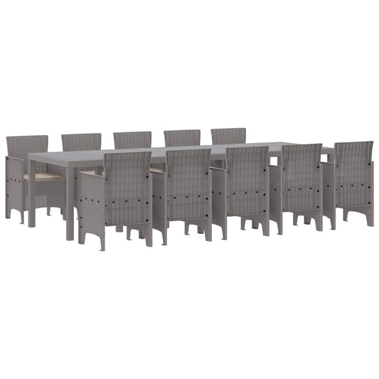 vidaXL Garden Dining Set 11 pcs Light grey Poly rattan 2