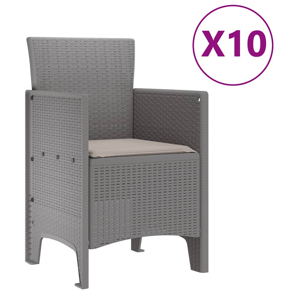 vidaXL Garden Dining Set 11 pcs Light grey Poly rattan 5