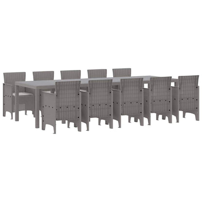 vidaXL Garden Dining Set 11 pcs Light grey Rattan and Aluminium 2