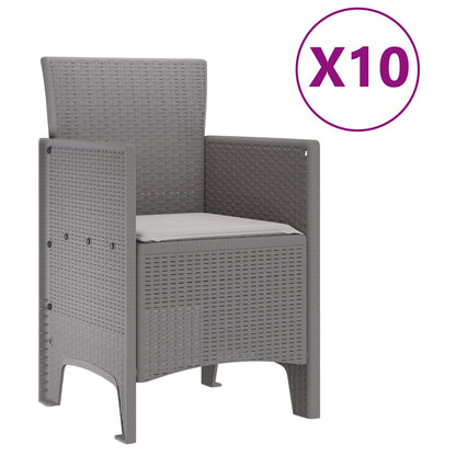 vidaXL Garden Dining Set 11 pcs Light grey Rattan and Aluminium 5