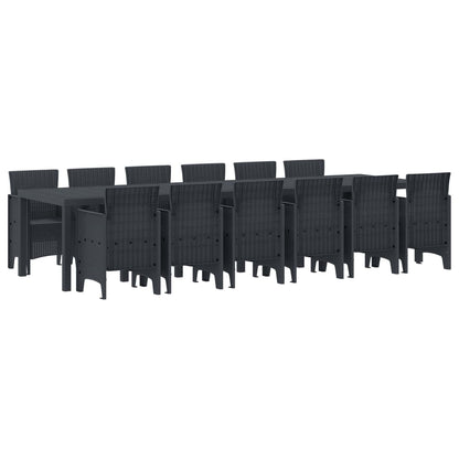 Garden Dining Set 15 pcs Polt rattan Anthracite without cushion 12-seater