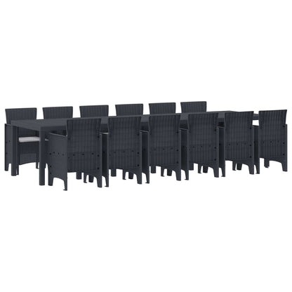 vidaXL Garden Dining Set 13 pcs Anthracite Polt rattan 1