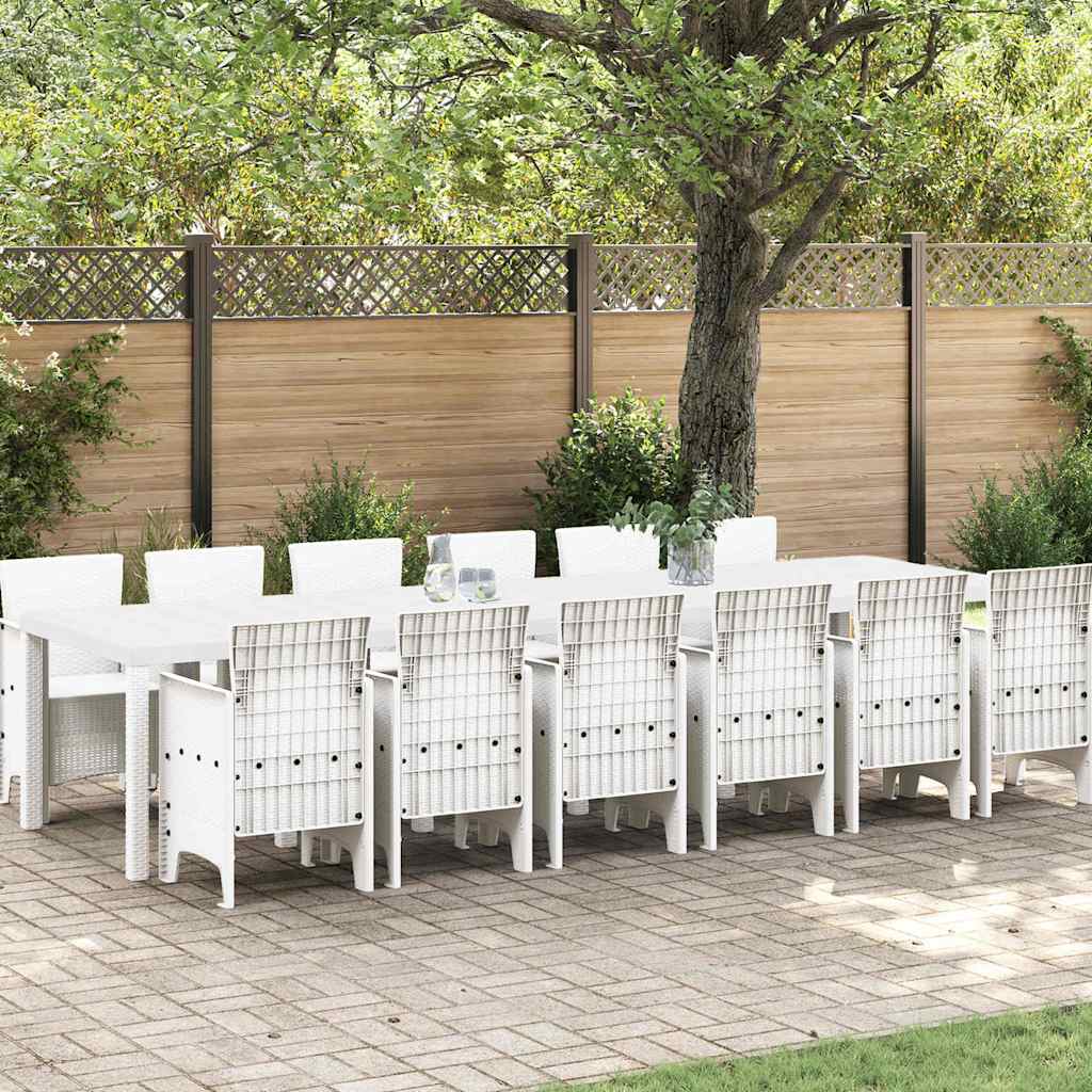 vidaXL Garden Dining Set 13 pcs White Polt rattan 1