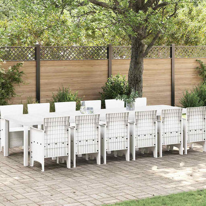 vidaXL Garden Dining Set 13 pcs White Polt rattan 1