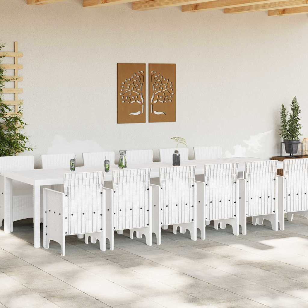 vidaXL Garden Dining Set 13 pcs White Polt rattan 3