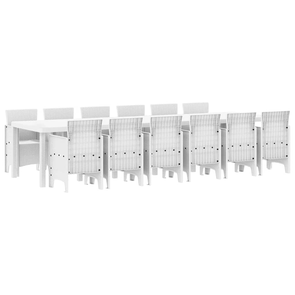 vidaXL Garden Dining Set 13 pcs White Polt rattan 2