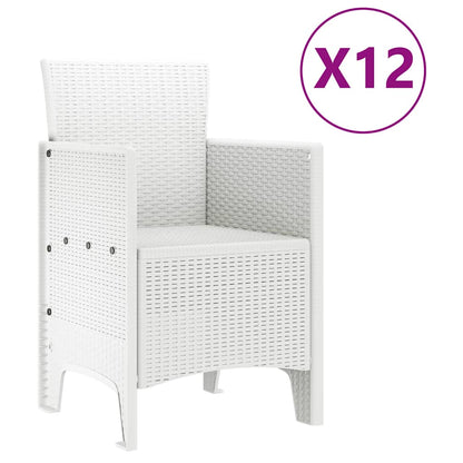 vidaXL Garden Dining Set 13 pcs White Polt rattan 5