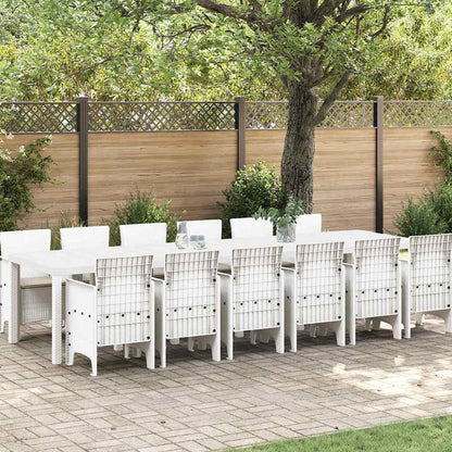 Garden Dining Set 15 pcs Polt rattan White Taupe 12-seater
