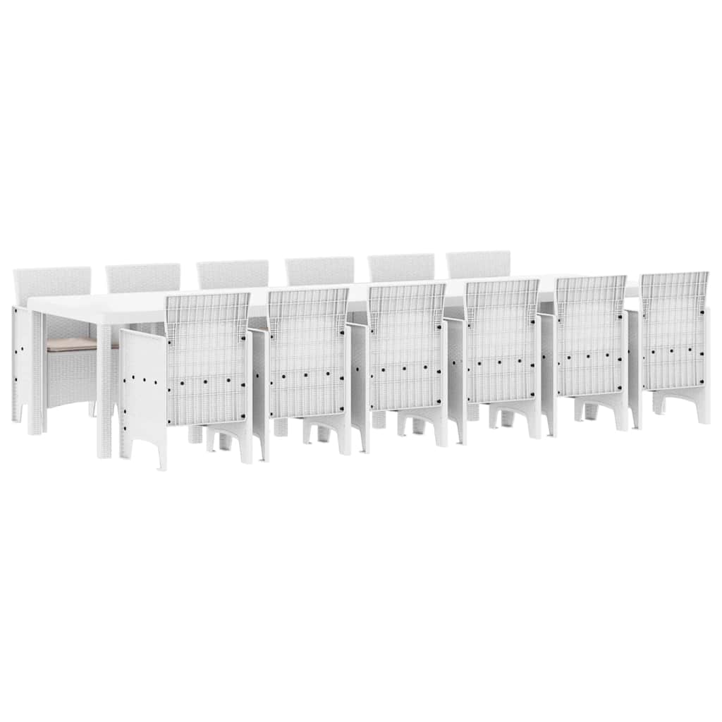 vidaXL Garden Dining Set 13 pcs White Polt rattan 2