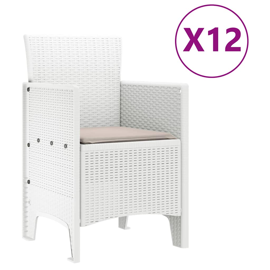 vidaXL Garden Dining Set 13 pcs White Polt rattan 5