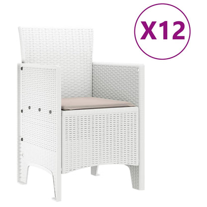 vidaXL Garden Dining Set 13 pcs White Polt rattan 5