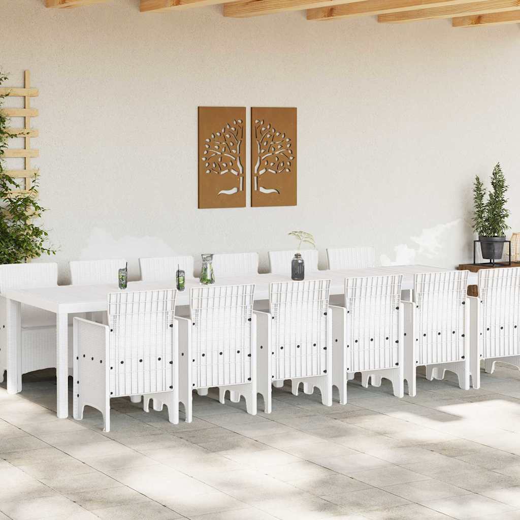 vidaXL Garden Dining Set 13 pcs White Polt rattan 3