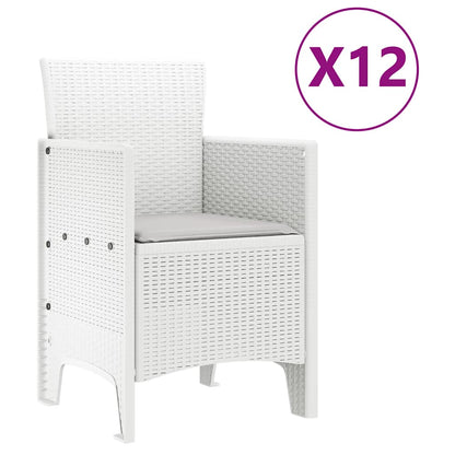 vidaXL Garden Dining Set 13 pcs White Polt rattan 5