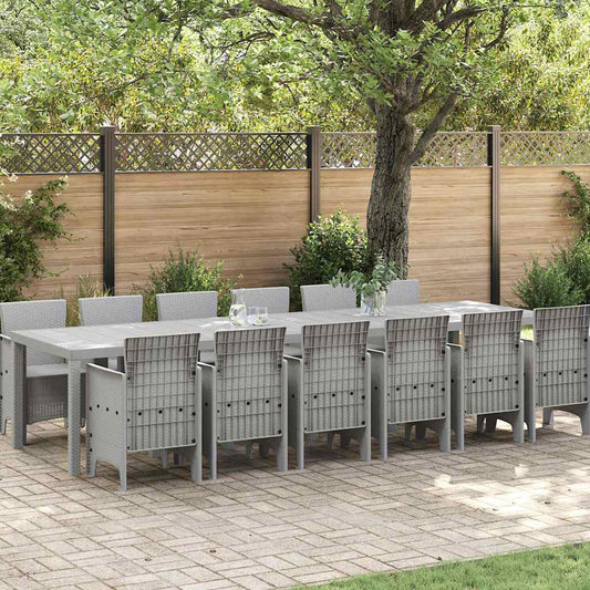 vidaXL Garden Dining Set 13 pcs Light Grey Polt rattan 1