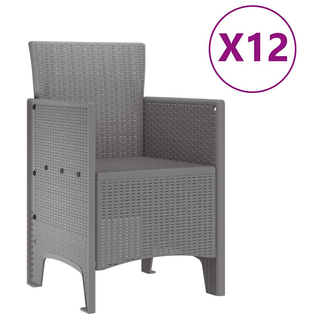vidaXL Garden Dining Set 13 pcs Light Grey Polt rattan 5