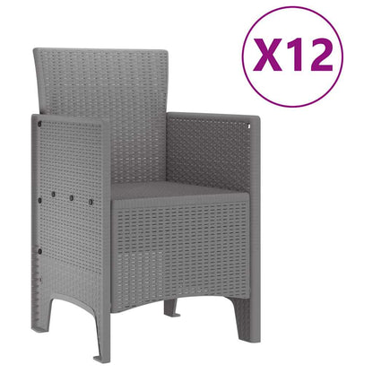 vidaXL Garden Dining Set 13 pcs Light Grey Polt rattan 5
