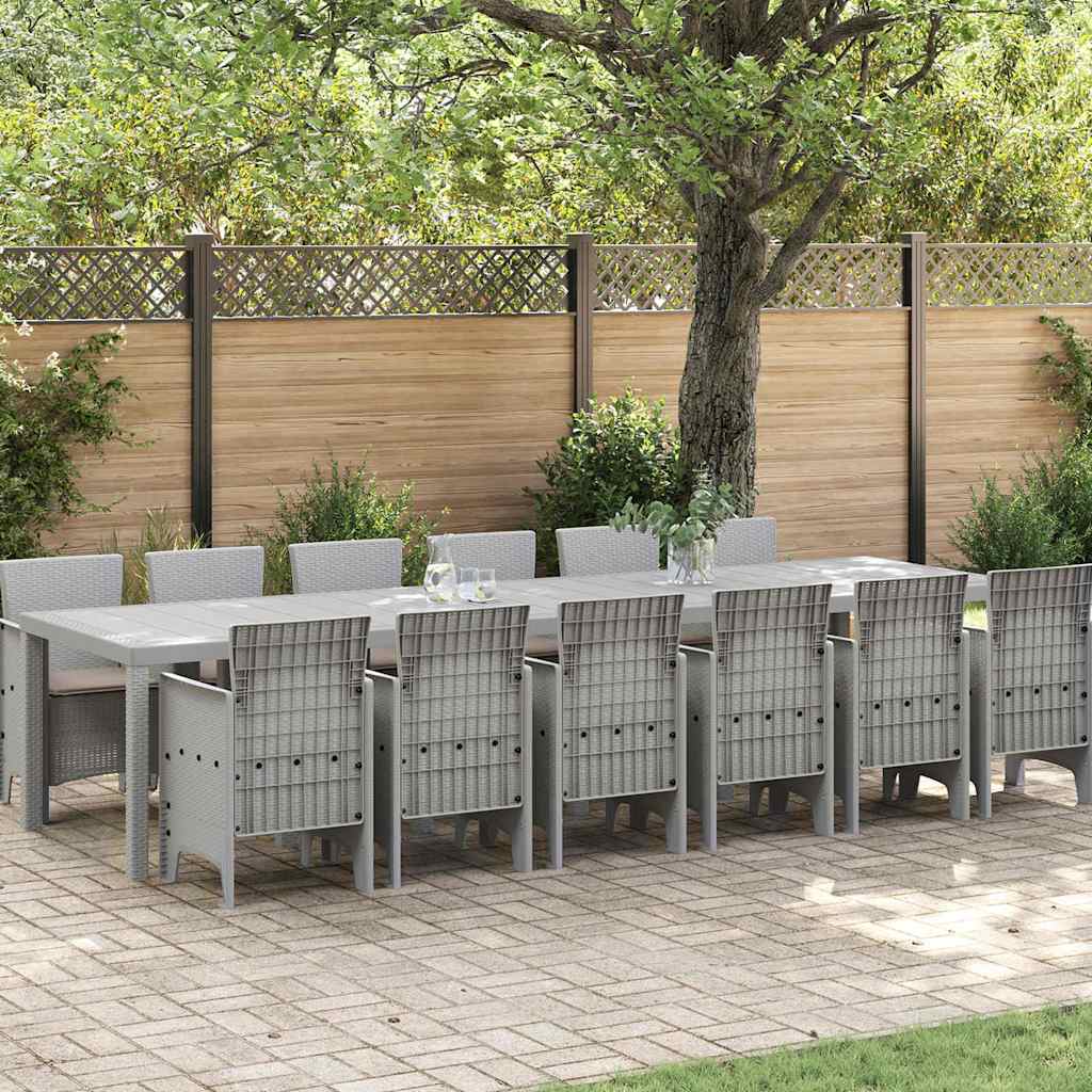 vidaXL Garden Dining Set 13 pcs Light Grey Polt rattan 1
