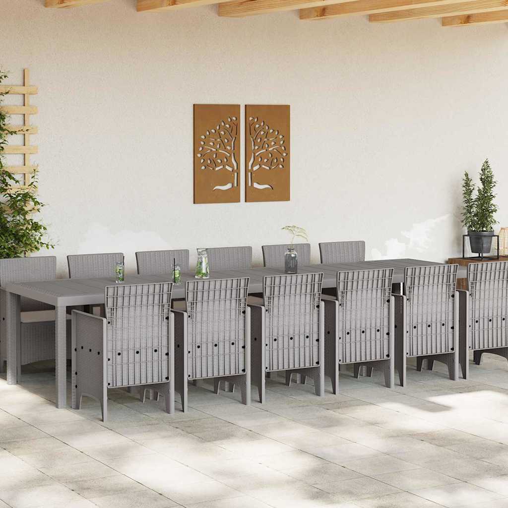vidaXL Garden Dining Set 13 pcs Light Grey Polt rattan 3