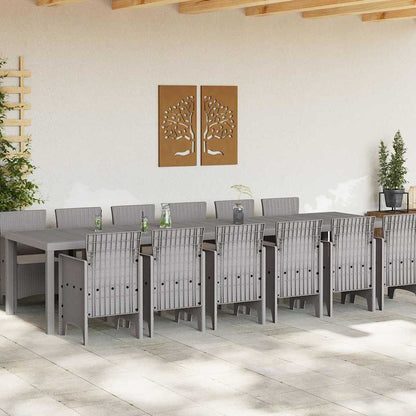 vidaXL Garden Dining Set 13 pcs Light Grey Polt rattan 3