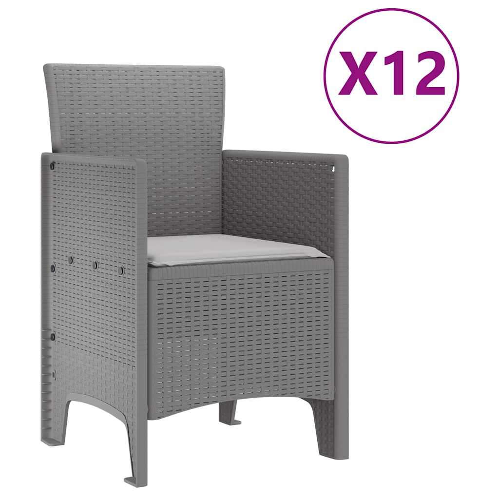 vidaXL Garden Dining Set 13 pcs Light Grey Polt rattan 5