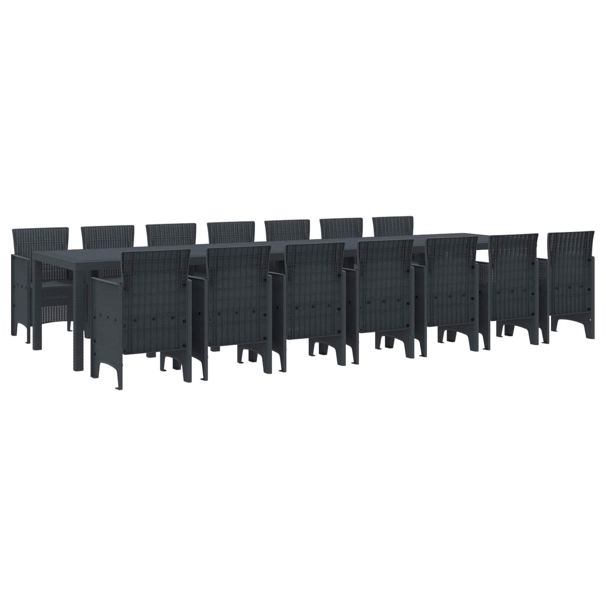Garden Dining Set with Cushions 17 pcs PP Anthracite without cushion 14-seater