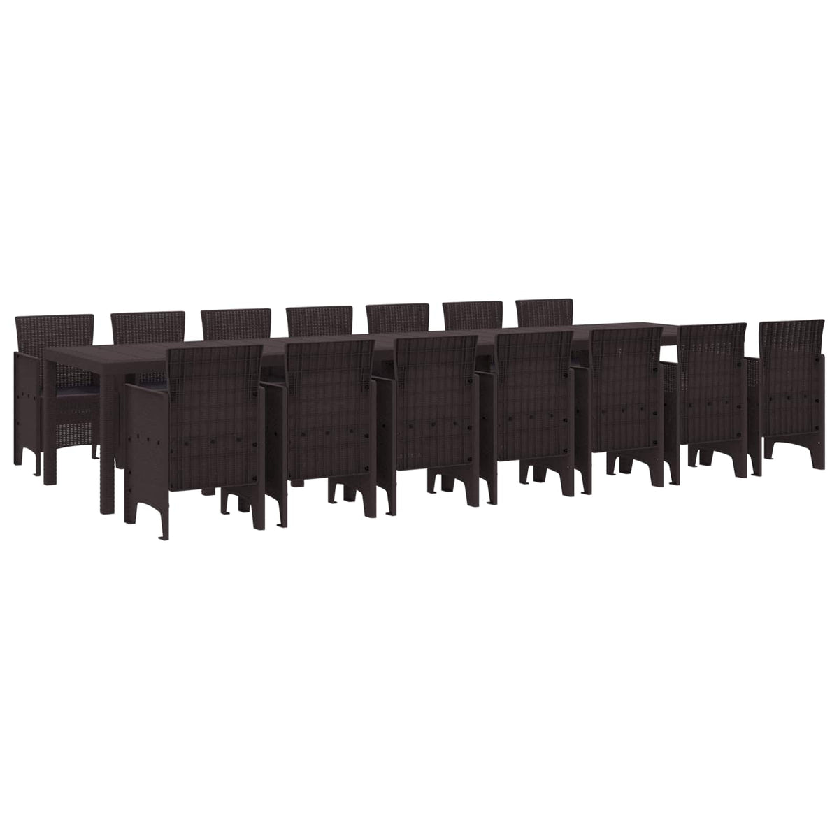 vidaXL Garden Dining Set with Cushions 15 pcs Brown PP 1