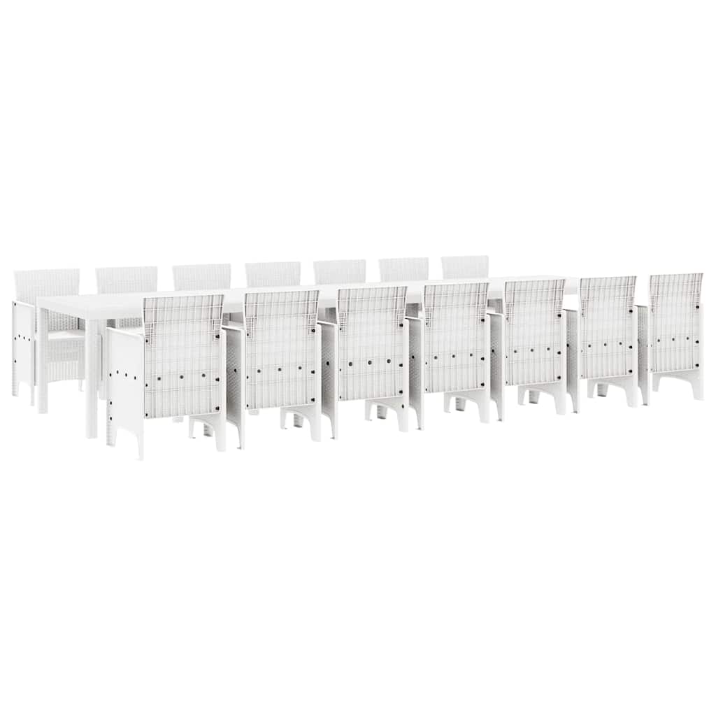 vidaXL Garden Dining Set with Cushions 15 pcs White PP 2