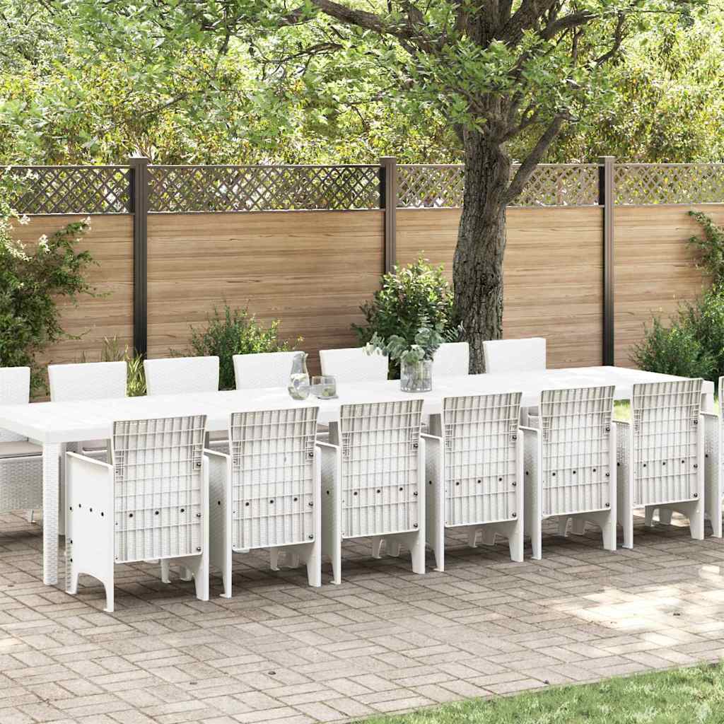 vidaXL Garden Dining Set with Cushions 15 pcs White PP 1