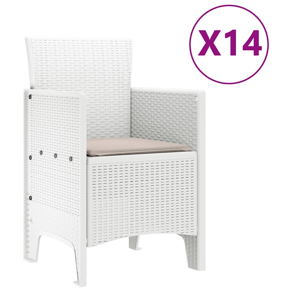 vidaXL Garden Dining Set with Cushions 15 pcs White PP 5