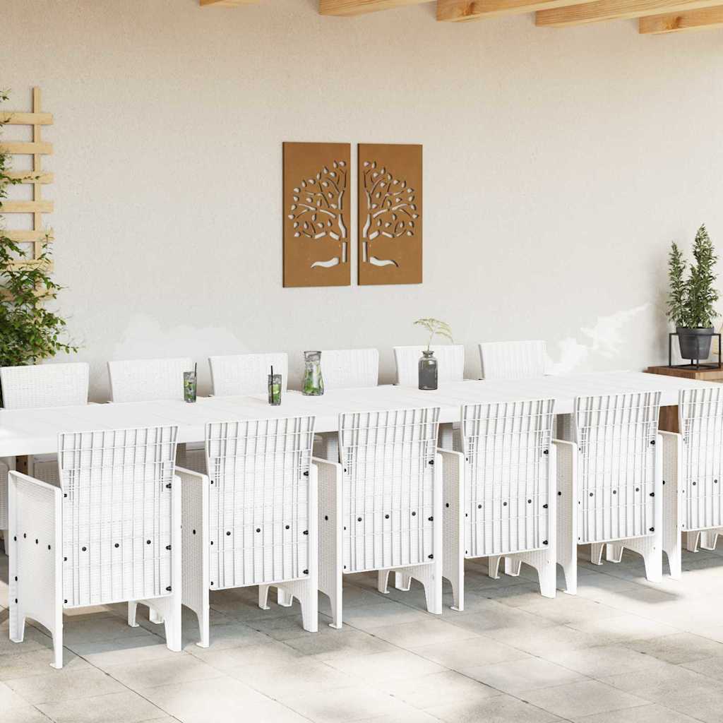 vidaXL Garden Dining Set with Cushions 15 pcs White PP 3
