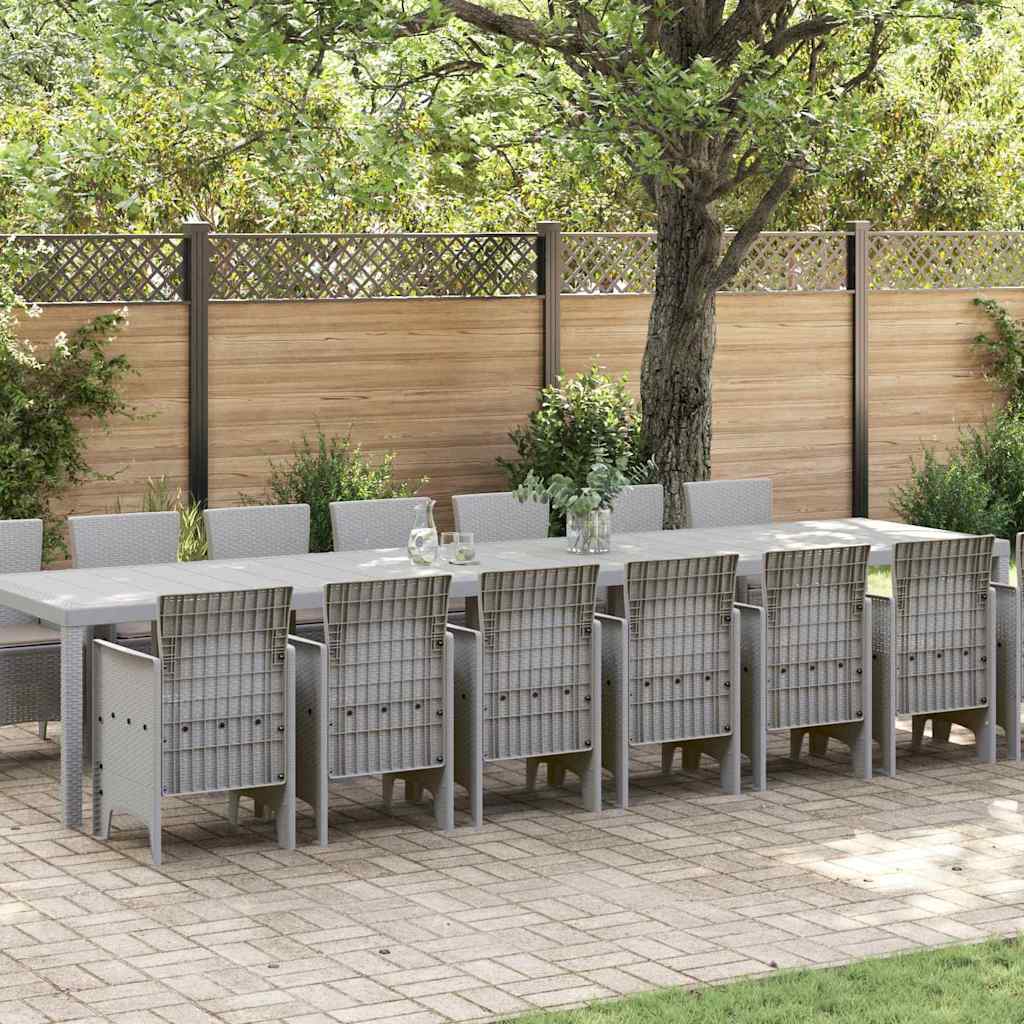 vidaXL Garden Dining Set with Cushions 15 pcs Light Grey PP 1