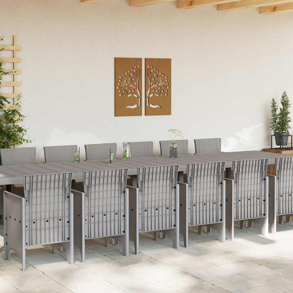 vidaXL Garden Dining Set with Cushions 15 pcs Light Grey PP 3