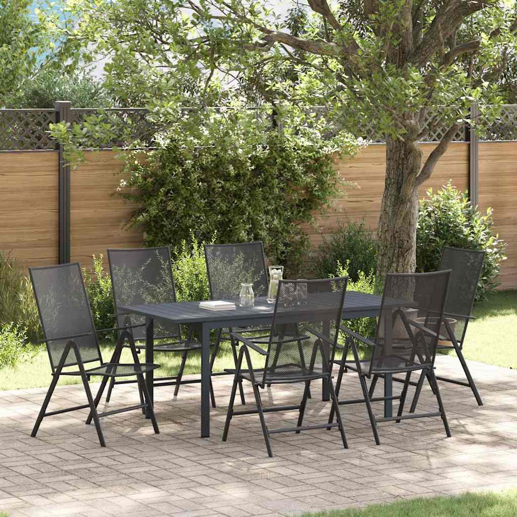 vidaXL Garden Dining Set 7 pcs Anthracite Powder-coated Steel 1